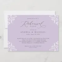 Elegant Lavender Purple Wedding Rehearsal Dinner Invitation