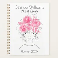 Cute pretty girl pink watercolor roses-Floral Planner