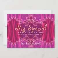 5x7 Exotic Pink Girls Boudoir Party  Invitation