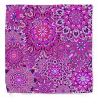 Cute Girly Boho Chic Pink Purple Floral Mandalas Bandana