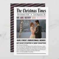 Newlywed Our First Christmas Newspaper Style Photo Holiday Card