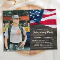 Military Going Away Party Patriotic USA Flag Photo Invitation Postcard