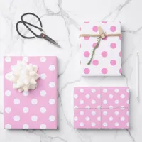 Cute Classic Pink and White Polka Dot Wrapping Paper Sheets
