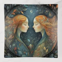 Gemini Twins Zodiac Astrology Mystical Birthday Trinket Tray