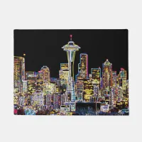 Dark be the Night - Luminous Seattle Skyline Doormat