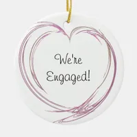Pink Abstract Heart Engagement Ceramic Ornament