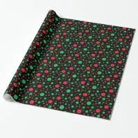 Black Red and Green Christmas Polka Dots Gift Wrap