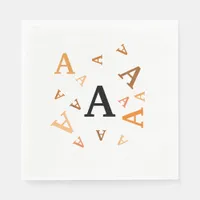 Paper Napkin - Jumbled Letters in Orange/Brown