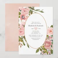 Blush Pink and Rose Gold Floral Wedding Shower Invitation