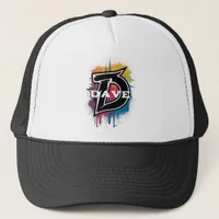 Graffiti Style Letter "D" Monogrammed Customizable Trucker Hat