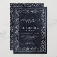 Blue Silver Holly Christmas Engagement Party   Invitation