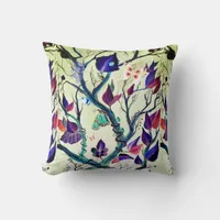 Watercolor Foliage Nature Inspired Artwork Throw Pillow