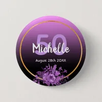 50th birthday purple and black gradient with gold button