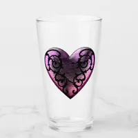 Filigree Goth Pink Heart Glass