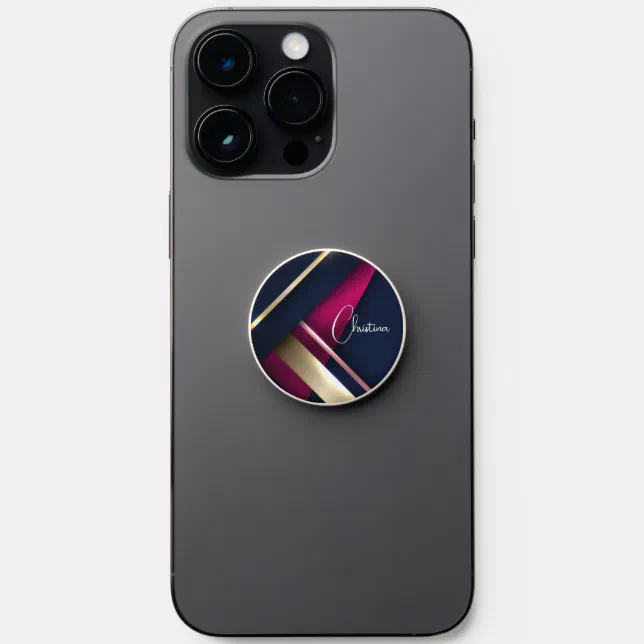 Elegant Abstract Gold Blue Pink PopSocket