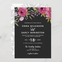 Rustic Watercolor Pink Floral Wedding Invitation