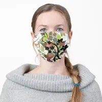 [Retro Floral] Multicolor Botanical Graphic Design Adult Cloth Face Mask