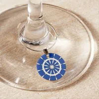 Wine Charm - White Helm on Blue