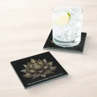 Elegant Golden Lotus Flower The Light in Me ... Glass Coaster