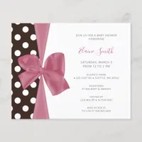 Budget Pink Bow Girl Baby Shower Invitations