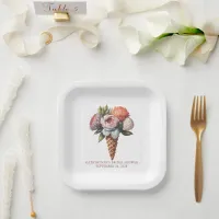 Rustic Elegant Ice Cream Bridal Shower Paper Plates