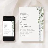 Birch Tree Aspen Greenery Wedding Invitation