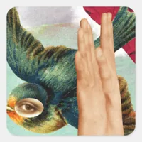 Eye of the Beholder, Abstract Digital Collage Square Sticker