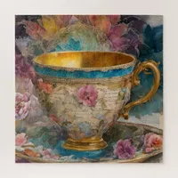 Gorgeous Teacup Mixed Media Painting Jigsaw Puzzle