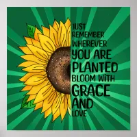 Inspirational Quote and Hand Drawn Sunflower Poster