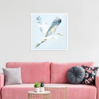 Elegant Flying Heron Dusty Blue Canvas Print