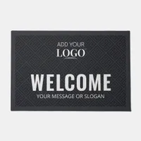 Custom Business Logo Black Greek Key Welcome Entry Doormat