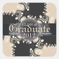 Groovy Abstract Black/Off White Graduation Sticker