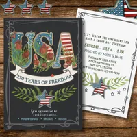 US 250 Years of Freedom Charcoal 4th July  Invitation