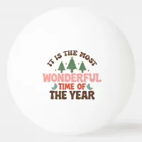 Wonderful Time Retro Groovy Christmas Holidays Ping Pong Ball