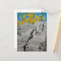 Retro Floral Print Flour Sacks and Sunflowers Postcard