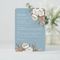 Modern Peony & Hydrangea Powder Blue Wedding Enclosure Card