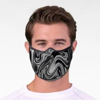 Black And White Marbled Abstract Premium Face Mask