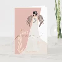 Contemporary Joy Love Peace Christmas Angel Holiday Card