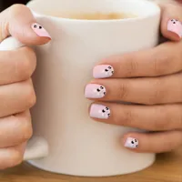 Pastel light pink black white polka dot minx nail wraps