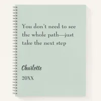 Sage green inspirational goal quote notebook