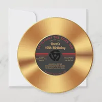 Vintage Gold Record Adult Birthday Invitation – Re
