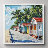Colorful Tropical Vibrant Beach Huts Peel And Stick Photo Tile