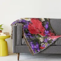 Purple, Red, and White Annual Flowers Throw Blanket