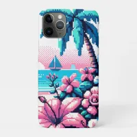 Pixel Art Ocean Pink and Blue Tropical Art iPhone 11 Pro Case