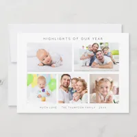 Modern Highlights of Year 5 Photos Christmas Holiday Card