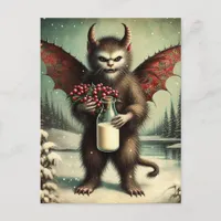 Adorable Christmas Horror Krampus Kitty Fairy  Postcard