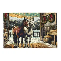 Merry Christmas Cartoon Horses   Placemat