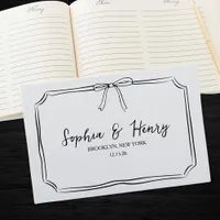 Classic Modern Timeless Black & White Bow Wedding Guest Book