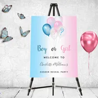 Gender reveal party boy girl blue pink welcome  foam board