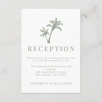 Tropical Palm Tree Sage Green Wedding Reception Enclosure Card